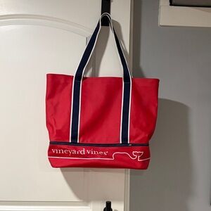Vineyard Vines Red and Navy Beach Tote